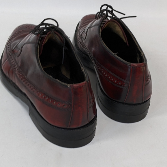 Vintage Florsheim Wingtip Balmoral Shoes, Dark Cherry, size 12, Re-soled, Read - Picture 5 of 14